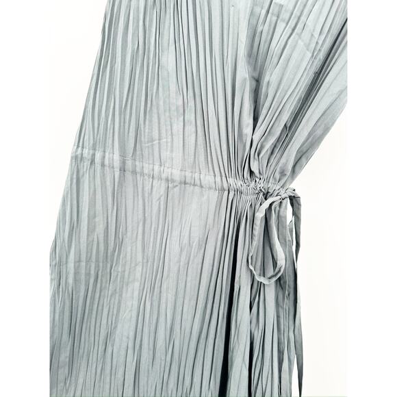 Vince Pleated Tie Sleeveless Slate Blue Gray Midi Dress Size Medium - Picture 5 of 9